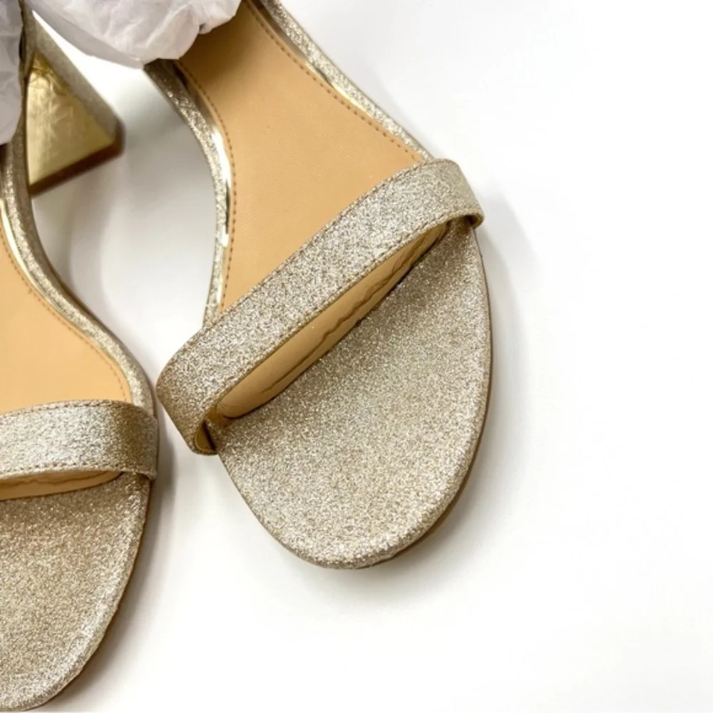 Jewel‎ Badgley Mischka Size 8 Katerina Gold Jeweled Dress Sandals Heels Shoes